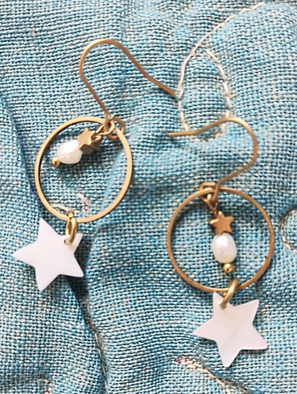 Celestial Pearl Star Earrings - Picture 4 of 4